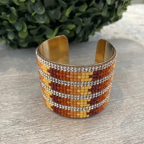 Jewelry - Handmade Canadian Beaded Crystal Cuff Bracelet